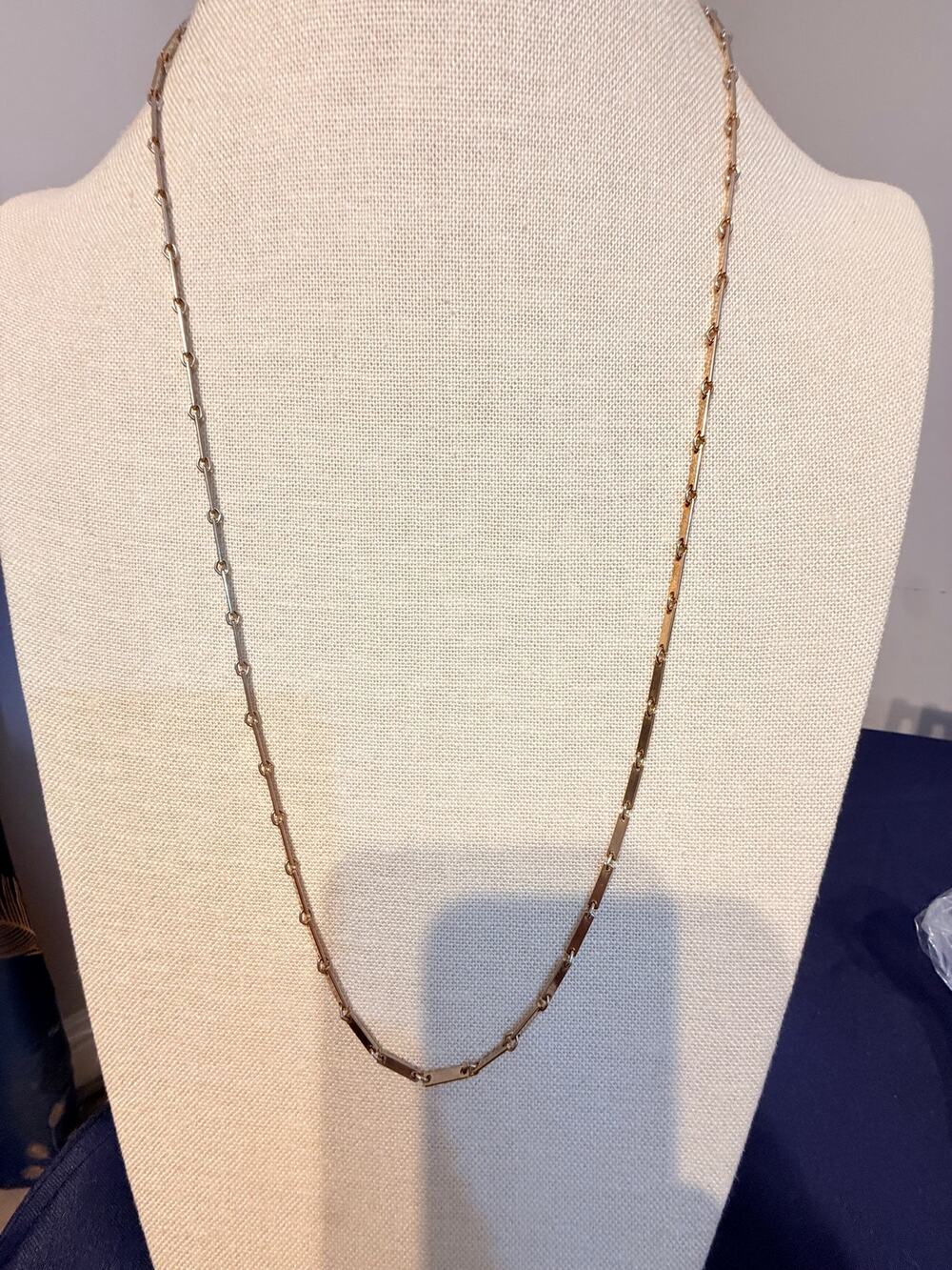 Vintage 51” Gold Tone Bar Link Necklace